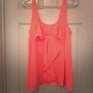 Sheer bright orange tank top with bow